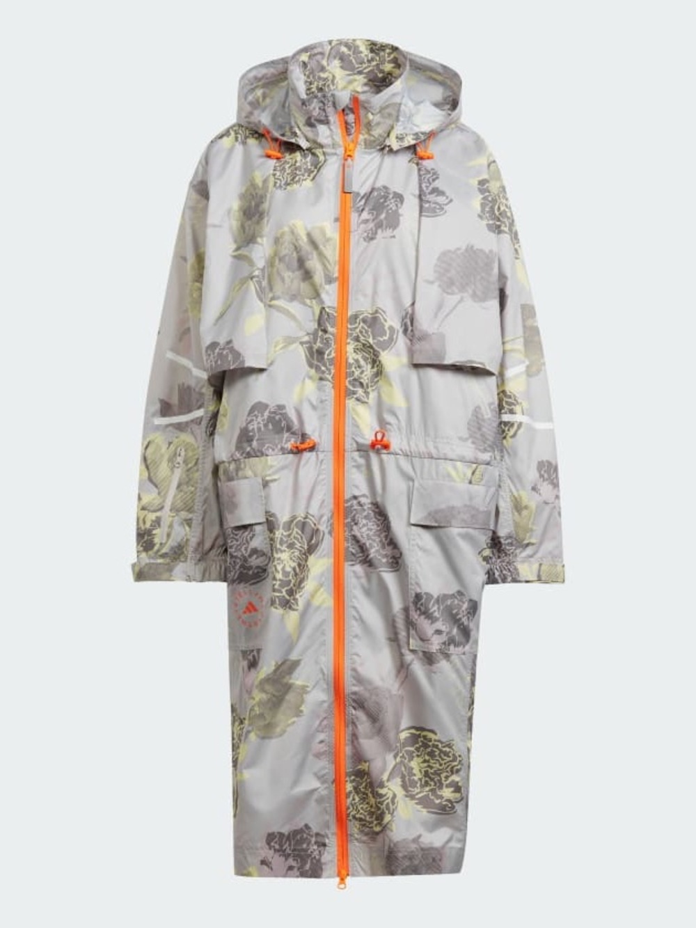 adidas by Stella McCartney Gray Floral Jacket with Bright Orange Mesh Lining